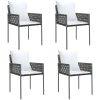 Trädgårdsstolar 4 st med dynor brun 54x61x83 cm konstrotting vidaXL – miniatyr 2
