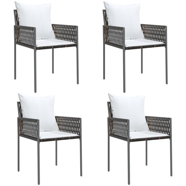 Trädgårdsstolar 4 st med dynor brun 54x61x83 cm konstrotting vidaXL – bild 2