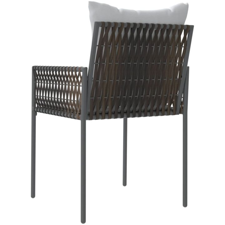 Trädgårdsstolar 4 st med dynor brun 54x61x83 cm konstrotting vidaXL – bild 6