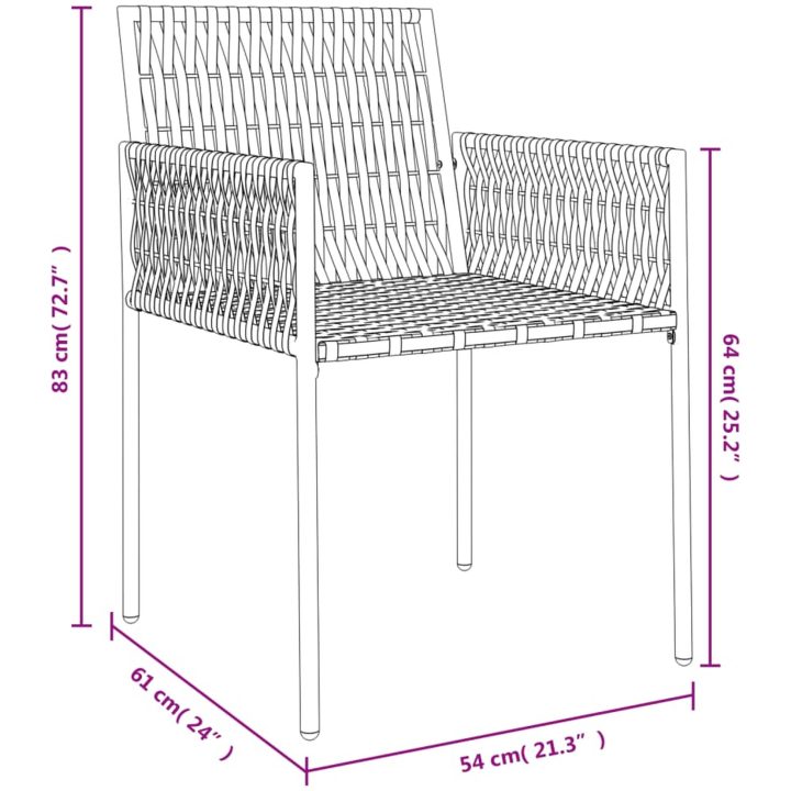 Trädgårdsstolar 4 st med dynor brun 54x61x83 cm konstrotting vidaXL – bild 9