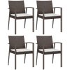 Trädgårdsstolar 4 st med dynor brun 56,5x57x83 cm konstrotting vidaXL – miniatyr 2