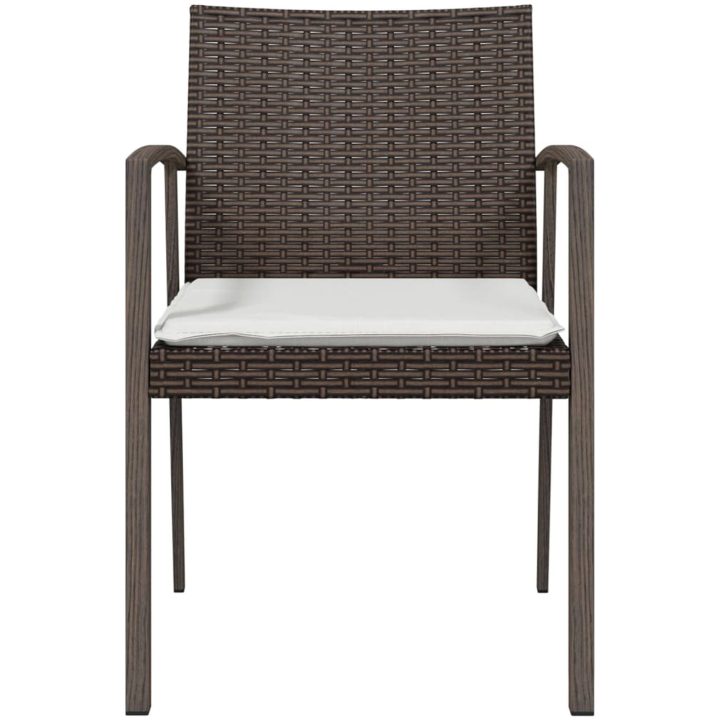 Trädgårdsstolar 4 st med dynor brun 56,5x57x83 cm konstrotting vidaXL – bild 4