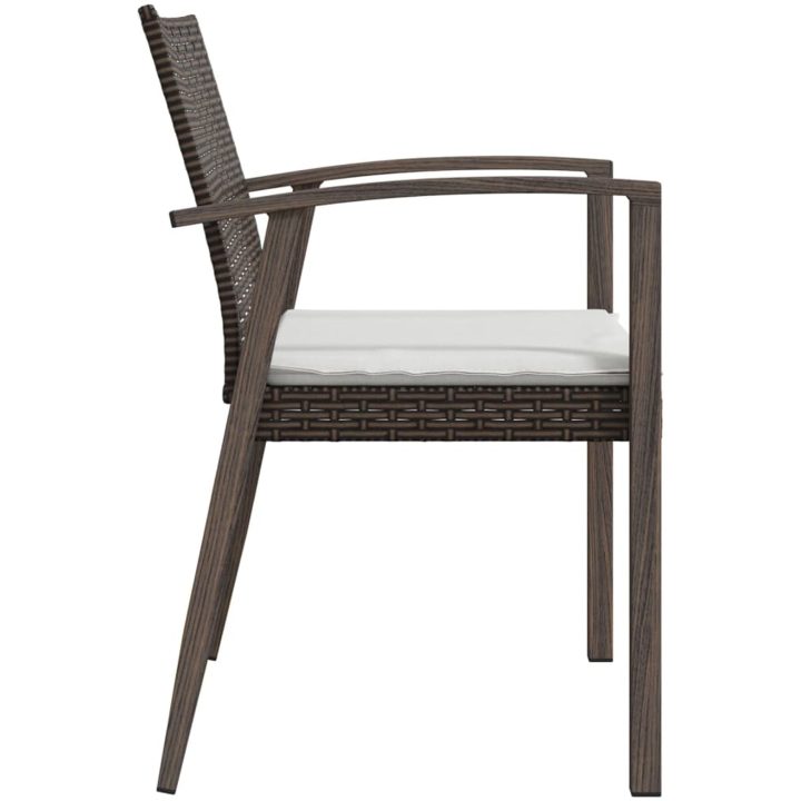 Trädgårdsstolar 4 st med dynor brun 56,5x57x83 cm konstrotting vidaXL – bild 5