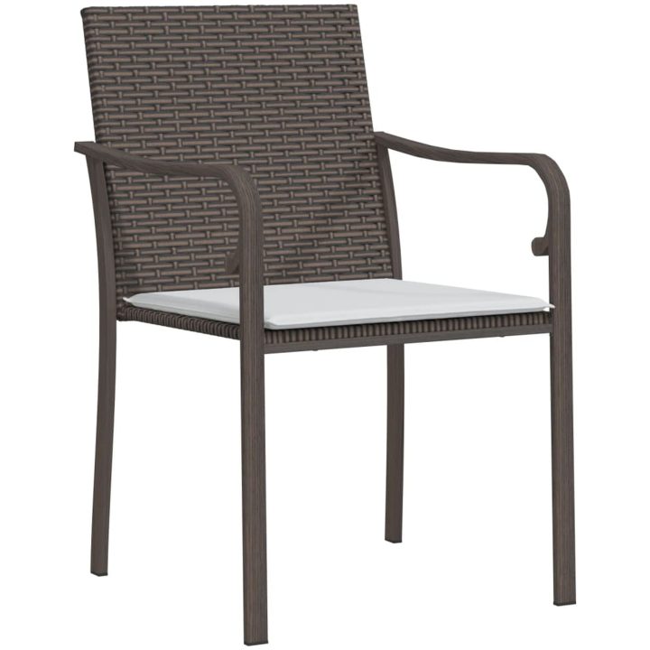 Trädgårdsstolar 4 st med dynor brun 56x59x84 cm konstrotting vidaXL – bild 3