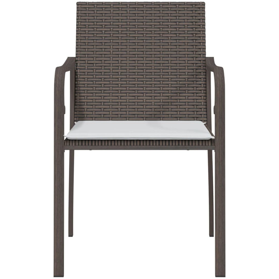 Trädgårdsstolar 4 st med dynor brun 56x59x84 cm konstrotting vidaXL – bild 4