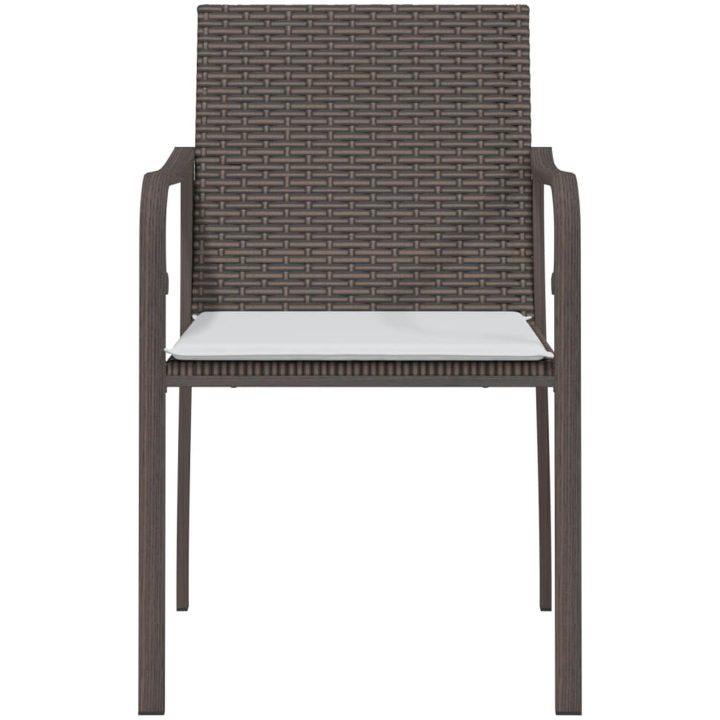 Trädgårdsstolar 4 st med dynor brun 56x59x84 cm konstrotting vidaXL – bild 4