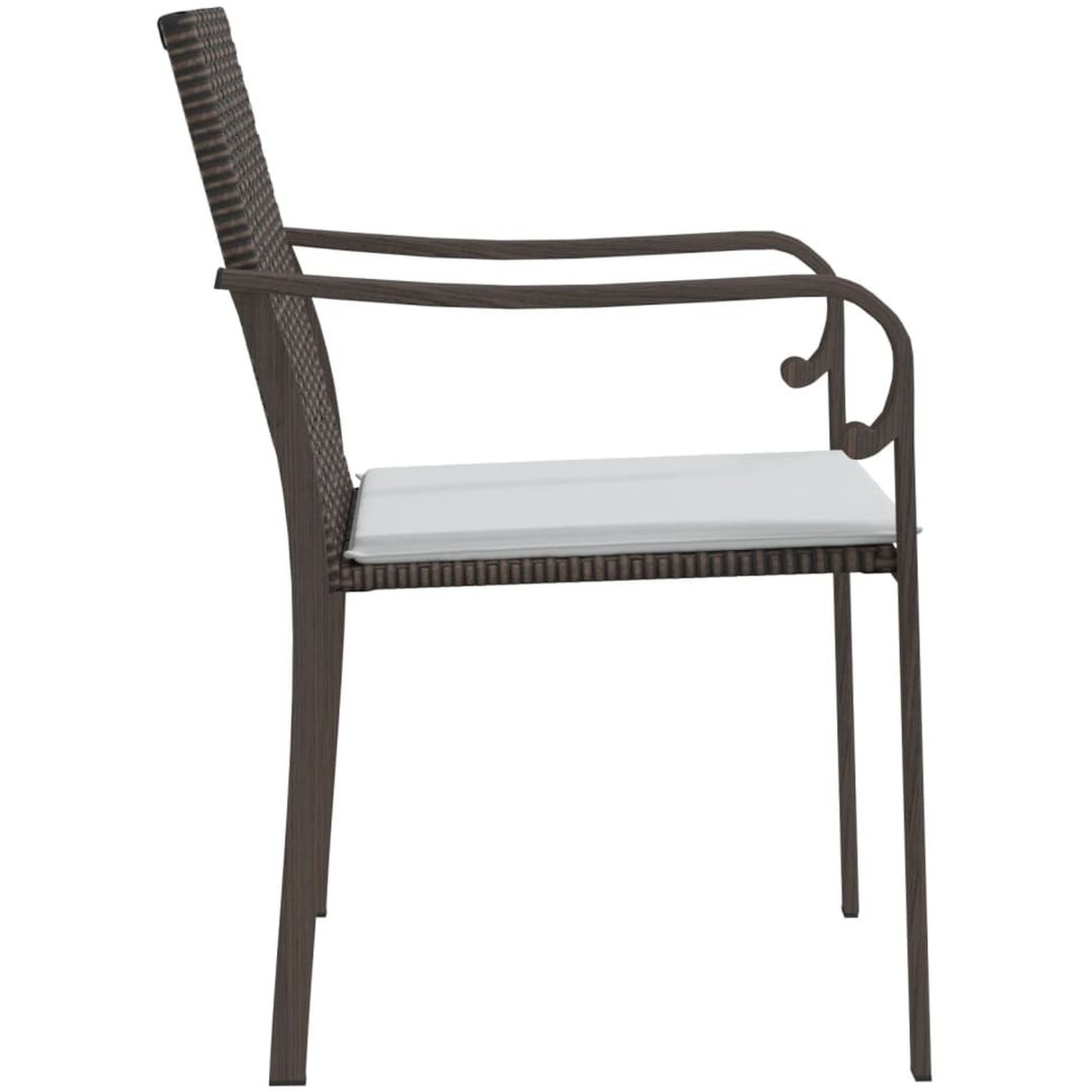 Trädgårdsstolar 4 st med dynor brun 56x59x84 cm konstrotting vidaXL – bild 5