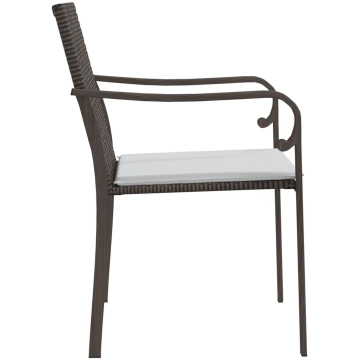 Trädgårdsstolar 4 st med dynor brun 56x59x84 cm konstrotting vidaXL – bild 5