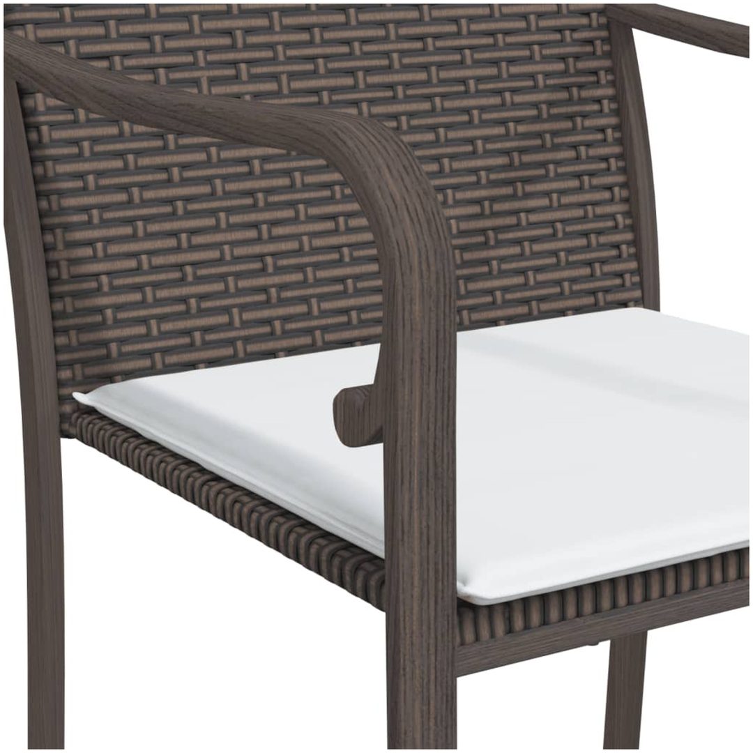 Trädgårdsstolar 4 st med dynor brun 56x59x84 cm konstrotting vidaXL – bild 7