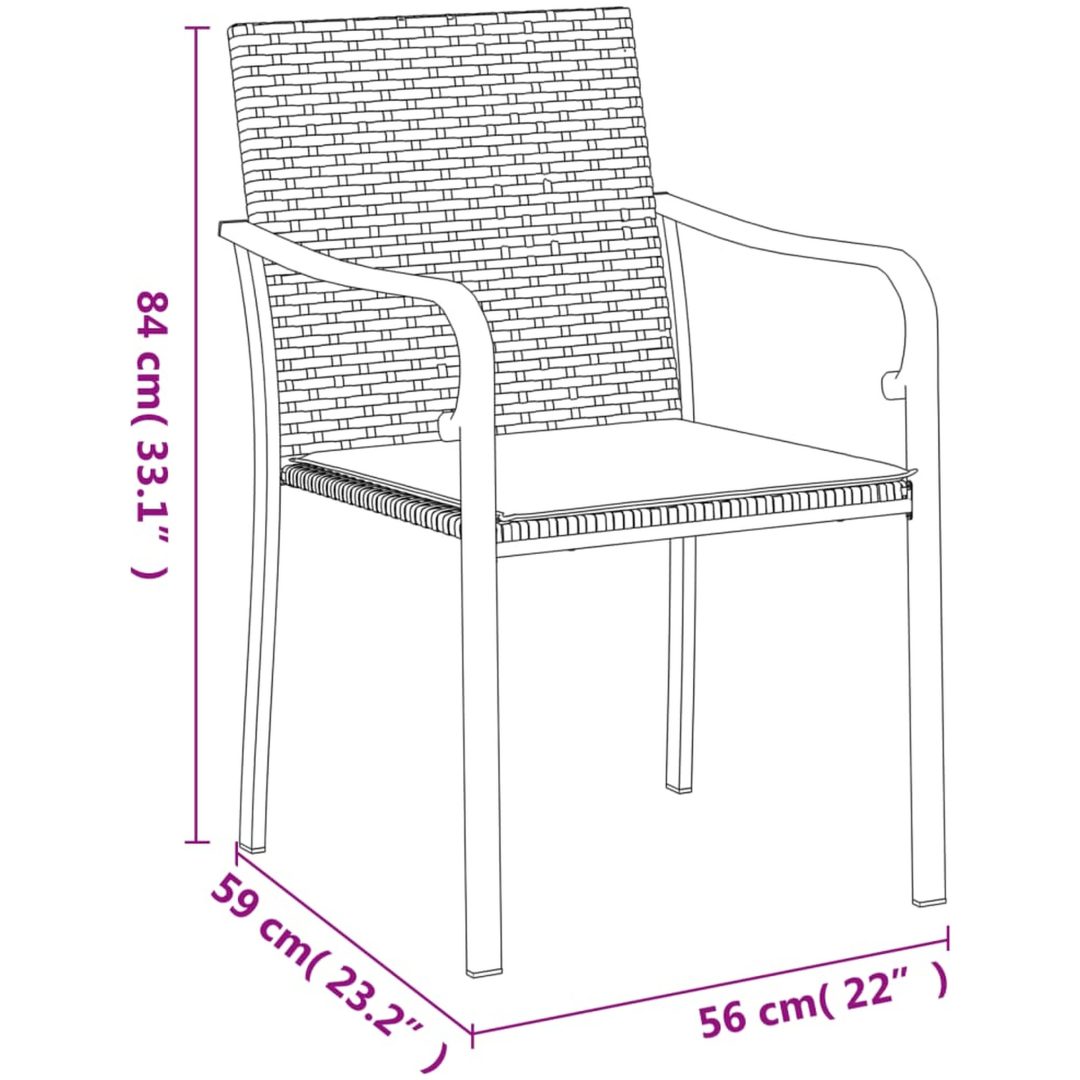 Trädgårdsstolar 4 st med dynor brun 56x59x84 cm konstrotting vidaXL – bild 9