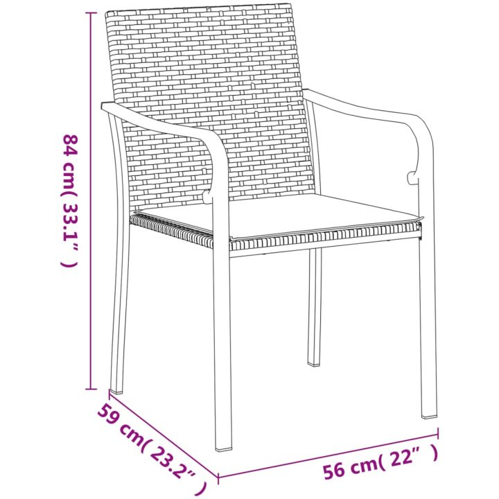 Trädgårdsstolar 4 st med dynor brun 56x59x84 cm konstrotting vidaXL – bild 9
