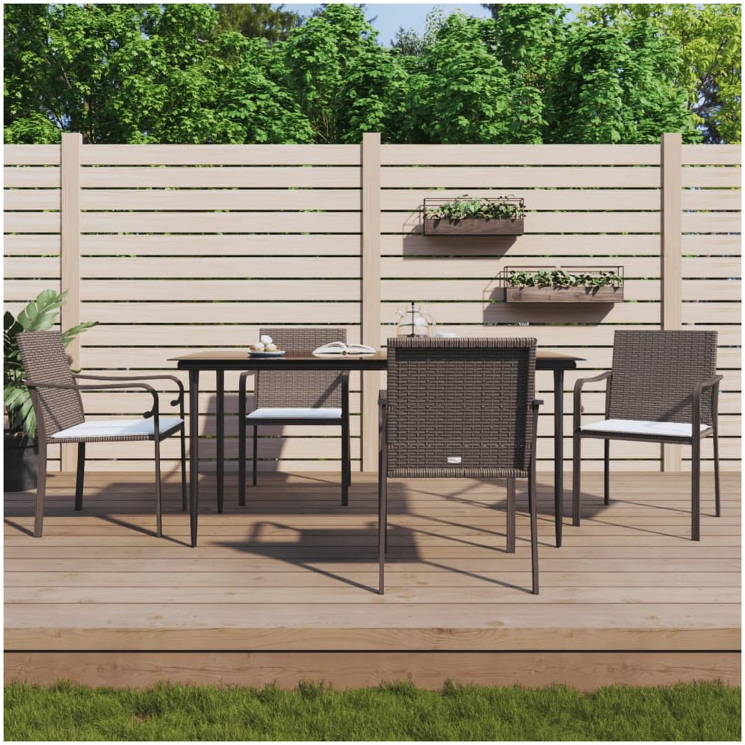 Trädgårdsstolar 4 st med dynor brun 56x59x84 cm konstrotting vidaXL