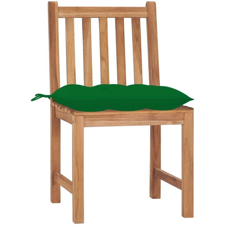 Trädgårdsstolar 4 st med dynor massiv teak vidaXL – bild 2