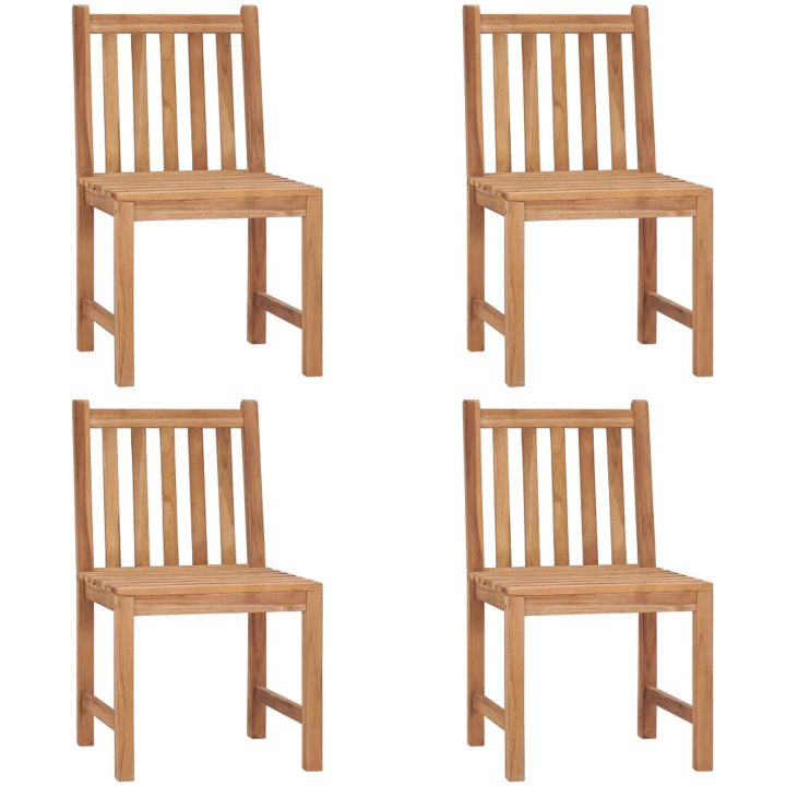 Trädgårdsstolar 4 st med dynor massiv teak vidaXL – bild 3