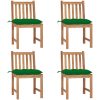 Trädgårdsstolar 4 st med dynor massiv teak vidaXL – miniatyr 1
