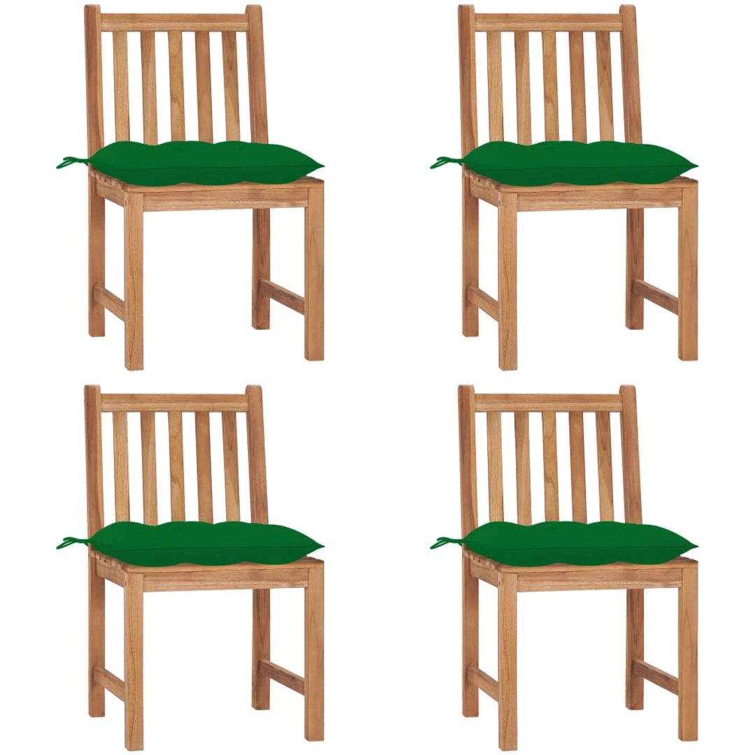 Trädgårdsstolar 4 st med dynor massiv teak vidaXL