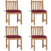 Trädgårdsstolar 4 st med dynor massiv teak vidaXL