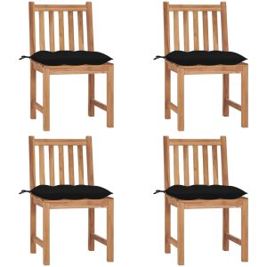 Trädgårdsstolar 4 st med dynor massiv teak vidaXL