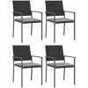 Trädgårdsstolar 4 st med dynor svart 54x62,5x89 cm konstrotting vidaXL – miniatyr 2