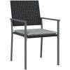 Trädgårdsstolar 4 st med dynor svart 54x62,5x89 cm konstrotting vidaXL – miniatyr 3