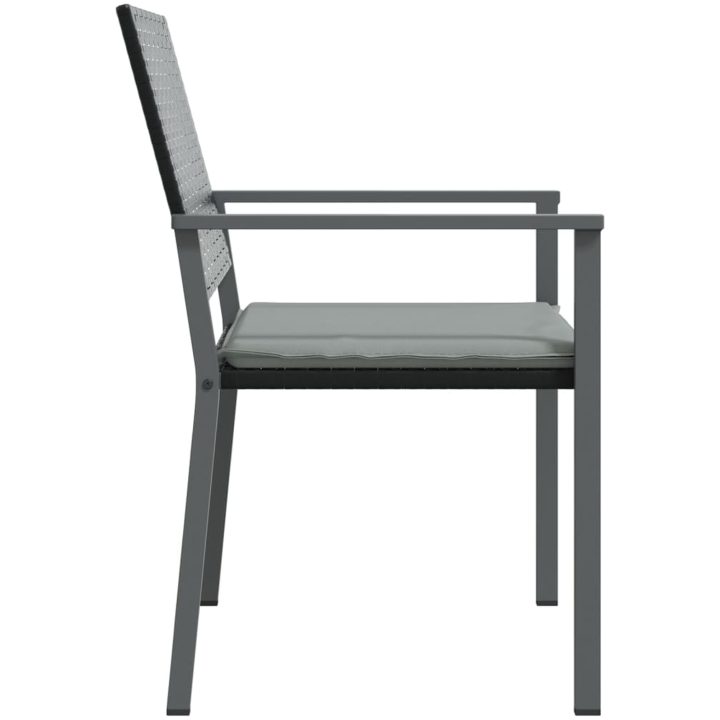 Trädgårdsstolar 4 st med dynor svart 54x62,5x89 cm konstrotting vidaXL – bild 5