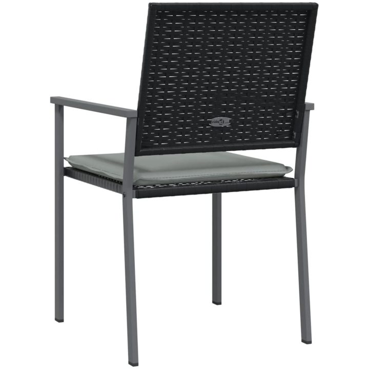 Trädgårdsstolar 4 st med dynor svart 54x62,5x89 cm konstrotting vidaXL – bild 6