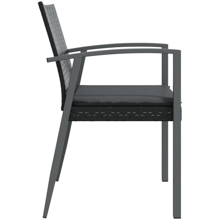 Trädgårdsstolar 4 st med dynor svart 56,5x57x83 cm konstrotting vidaXL – bild 5