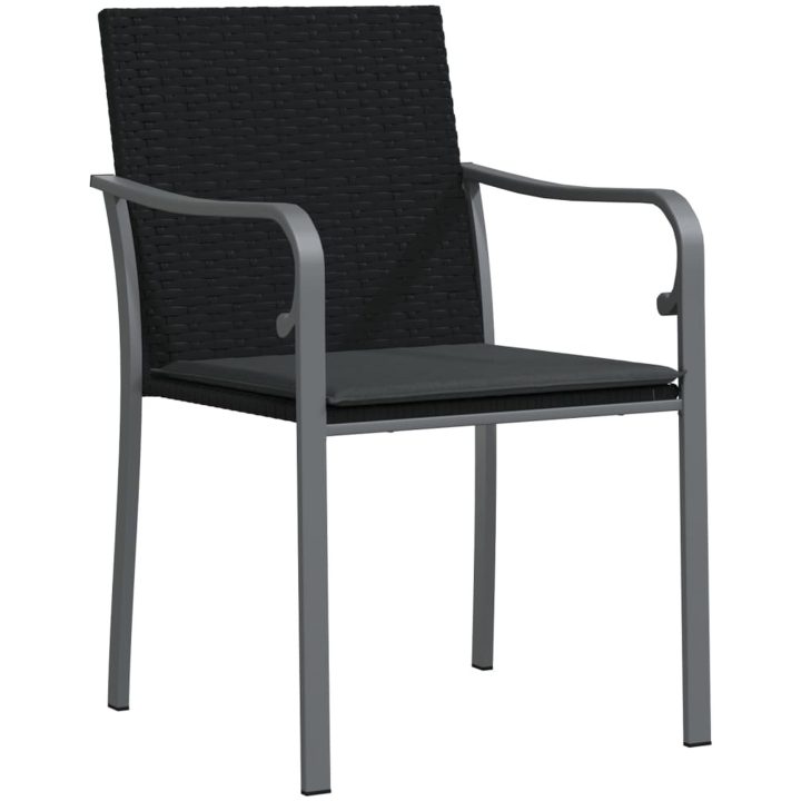 Trädgårdsstolar 4 st med dynor svart 56x59x84 cm konstrotting vidaXL – bild 3