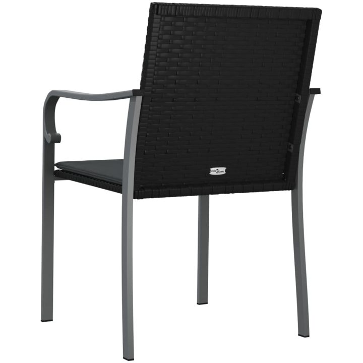 Trädgårdsstolar 4 st med dynor svart 56x59x84 cm konstrotting vidaXL – bild 6
