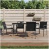 Trädgårdsstolar 4 st med dynor svart 56x59x84 cm konstrotting vidaXL – miniatyr 1