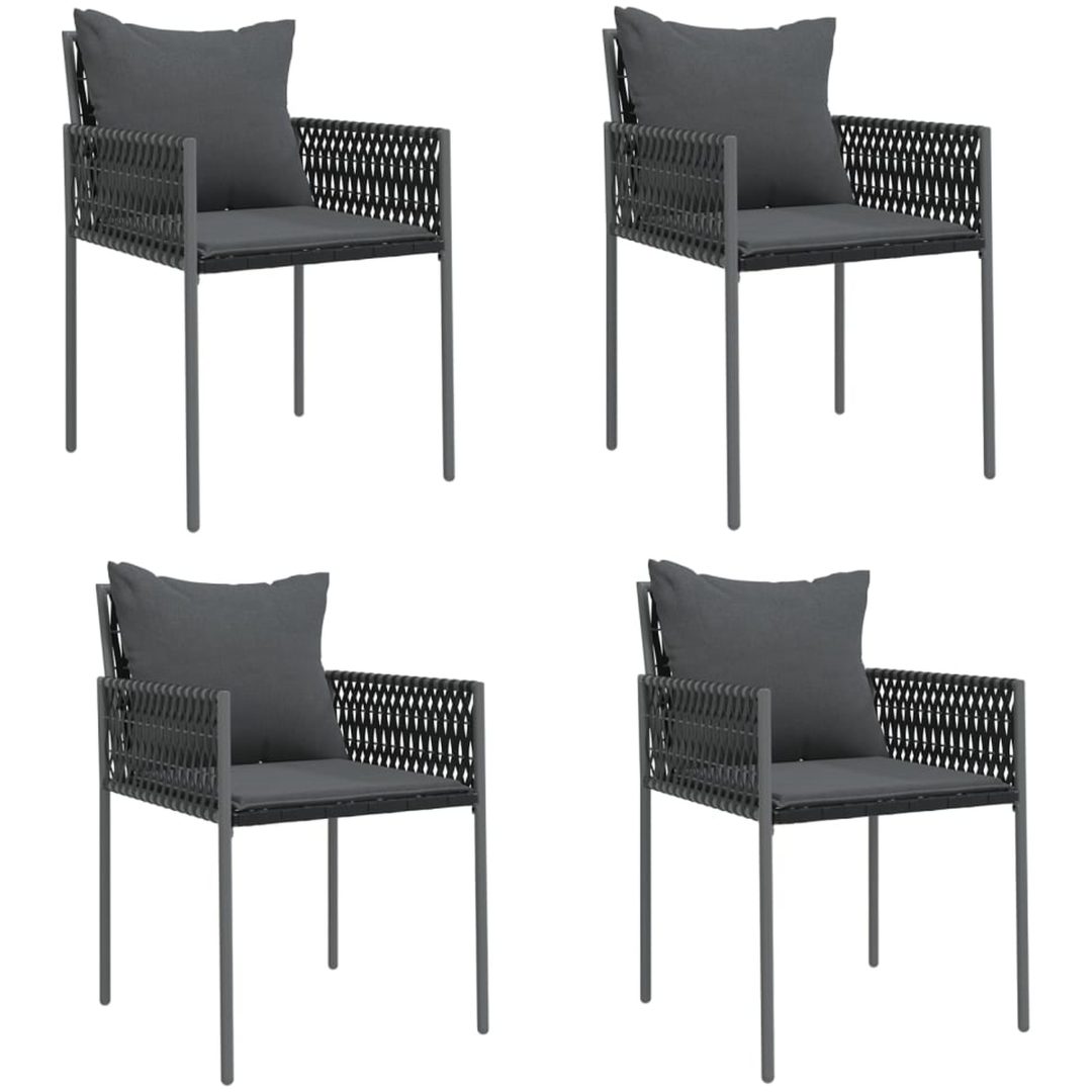 Trädgårdsstolar 4 st med dynor svart cm konstrotting vidaXL – bild 2