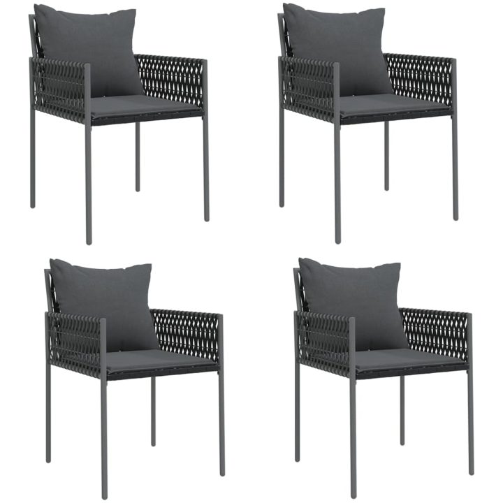 Trädgårdsstolar 4 st med dynor svart cm konstrotting vidaXL – bild 2