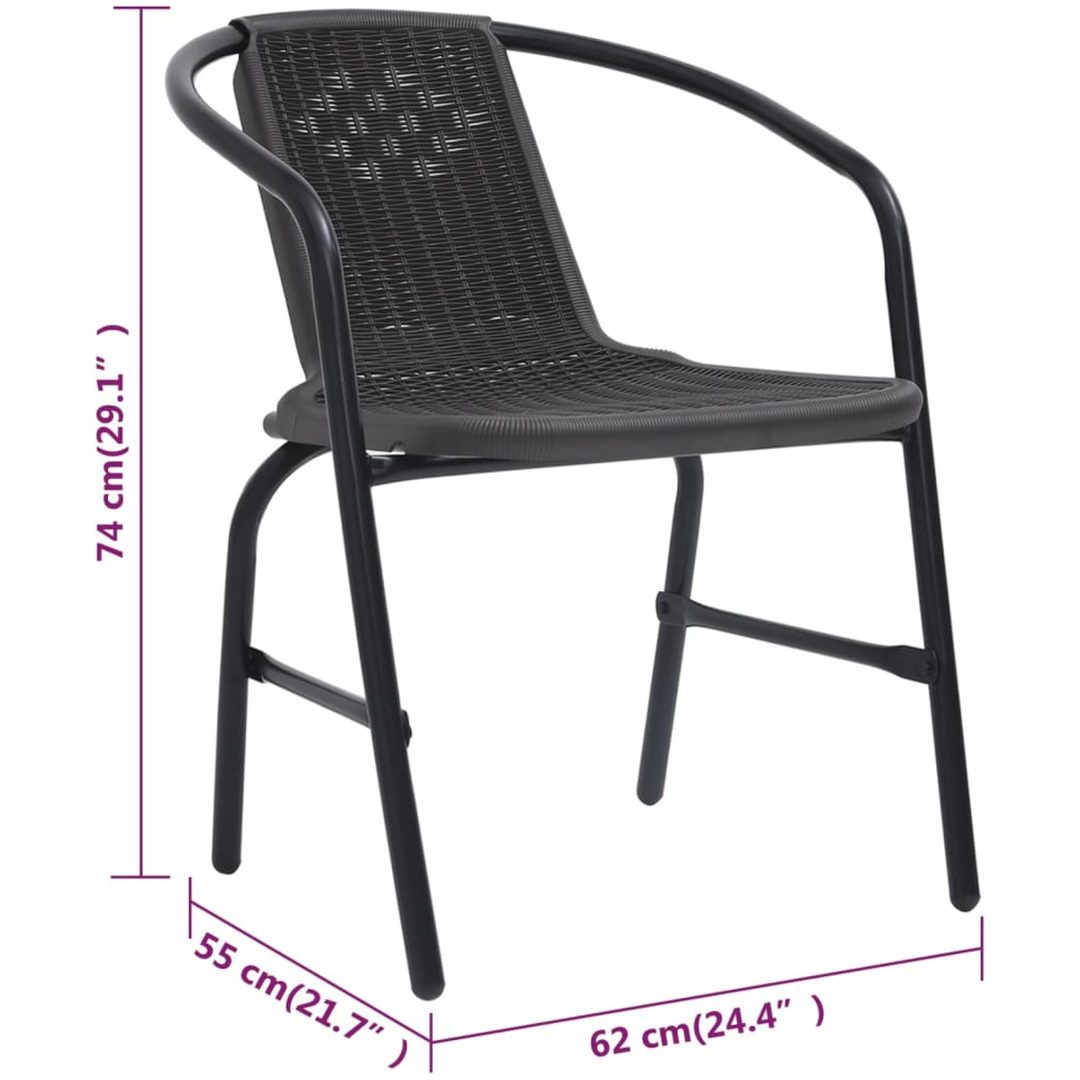 Trädgårdsstolar 4 st plastrotting och stål 110 kg vidaXL – bild 8