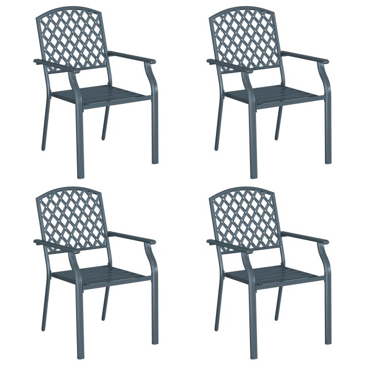 Trädgårdsstolar 4 st stapelbara antracit stål vidaXL 56 x 65 x 89 cm – bild 2