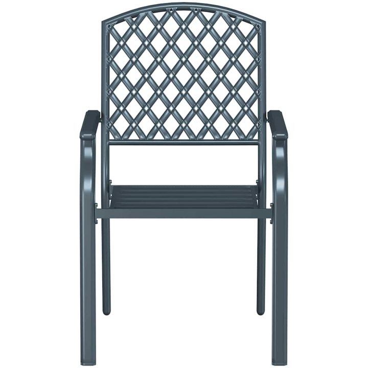 Trädgårdsstolar 4 st stapelbara antracit stål vidaXL 56 x 65 x 89 cm – bild 5
