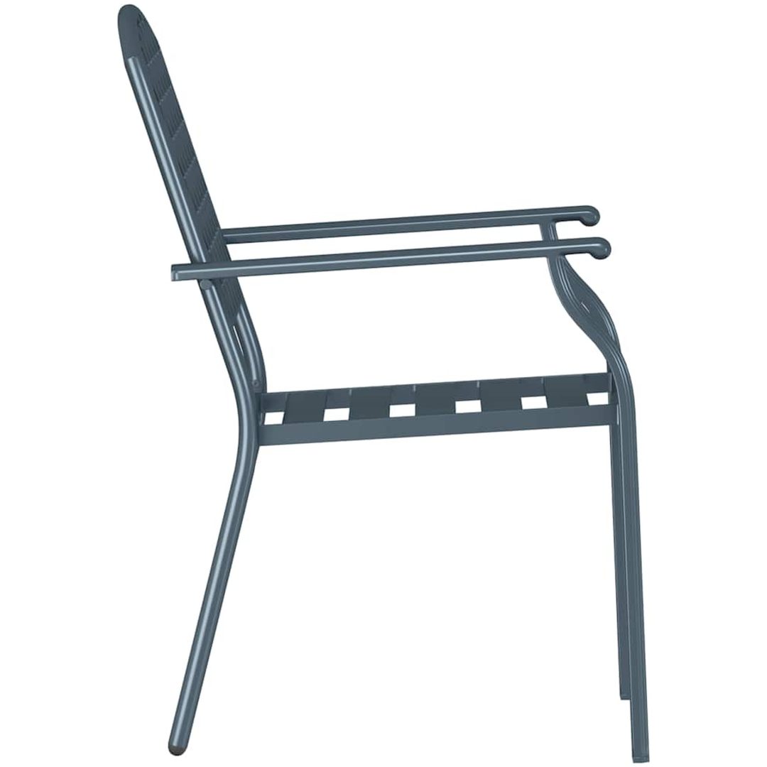 Trädgårdsstolar 4 st stapelbara antracit stål vidaXL 56 x 65 x 89 cm – bild 6