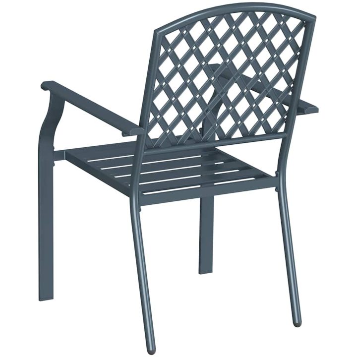 Trädgårdsstolar 4 st stapelbara antracit stål vidaXL 56 x 65 x 89 cm – bild 7
