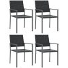 Trädgårdsstolar 4 st svart 54x62,5x89 cm konstrotting vidaXL – miniatyr 2
