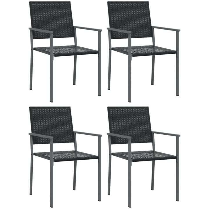 Trädgårdsstolar 4 st svart 54x62,5x89 cm konstrotting vidaXL – bild 2