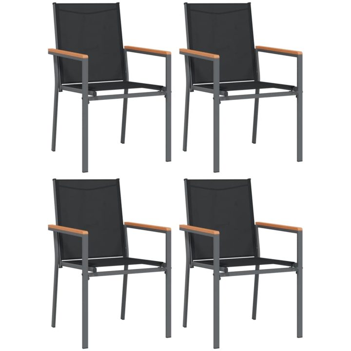 Trädgårdsstolar 4 st svart 55x61,5x90 cm textilen och stål vidaXL – bild 2
