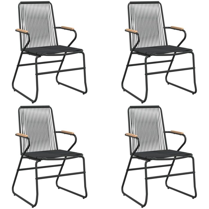 Trädgårdsstolar 4 st svart 58x59x85,5 cm PVC rotting vidaXL – bild 2