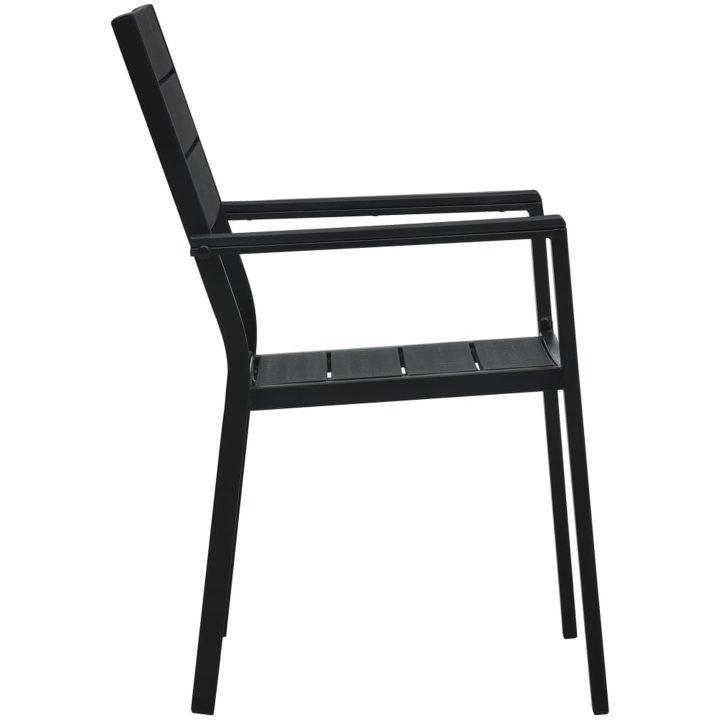 Trädgårdsstolar 4 st svart HDPE träutseende vidaXL – bild 4