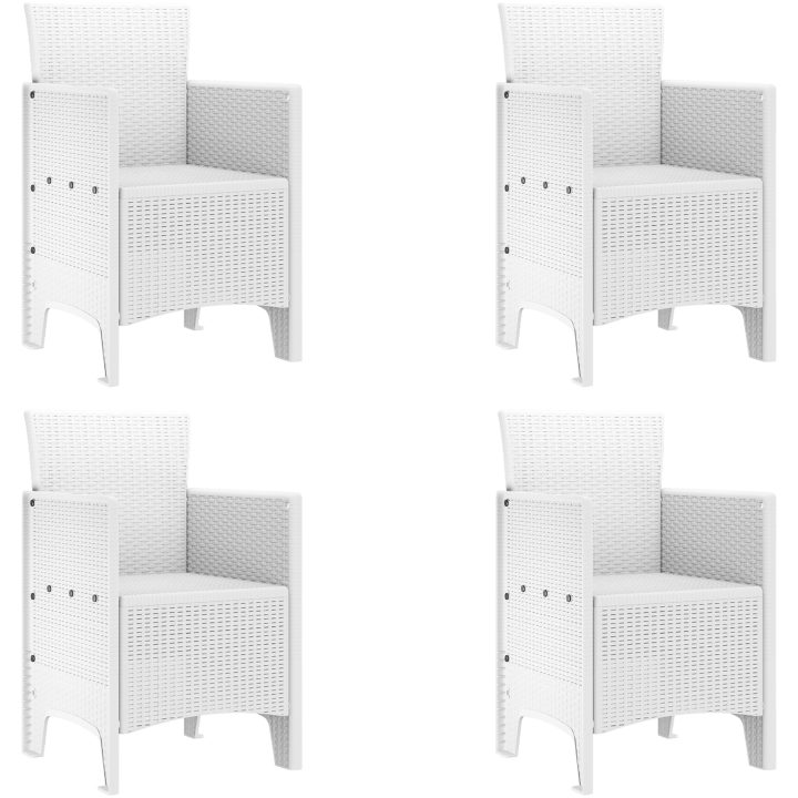 Trädgårdsstolar 4 stycken Vita Poly Rattan vidaXL Standard – bild 2
