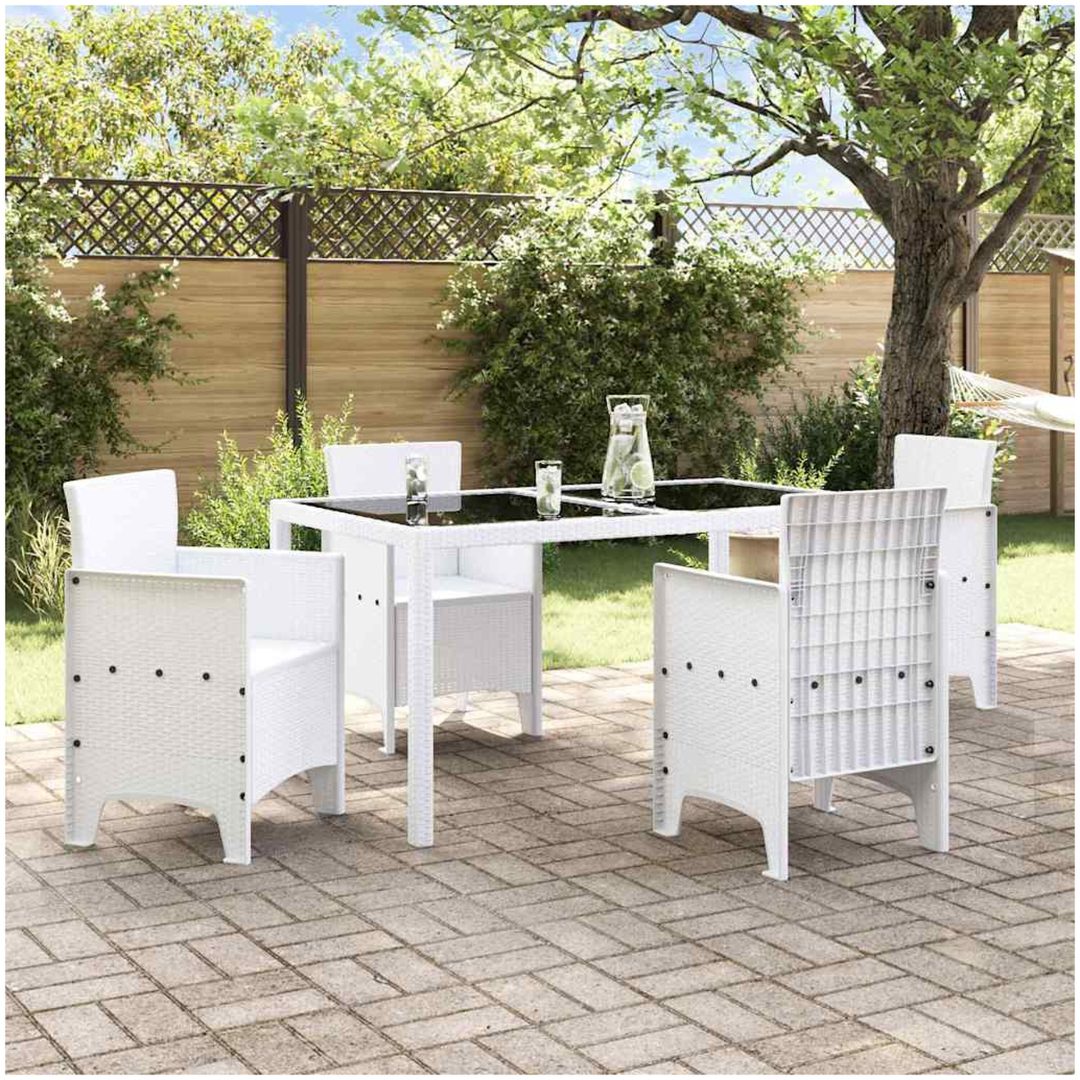 Trädgårdsstolar 4 stycken Vita Poly Rattan vidaXL Standard – bild 3