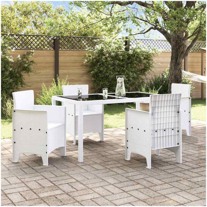 Trädgårdsstolar 4 stycken Vita Poly Rattan vidaXL Standard – bild 3