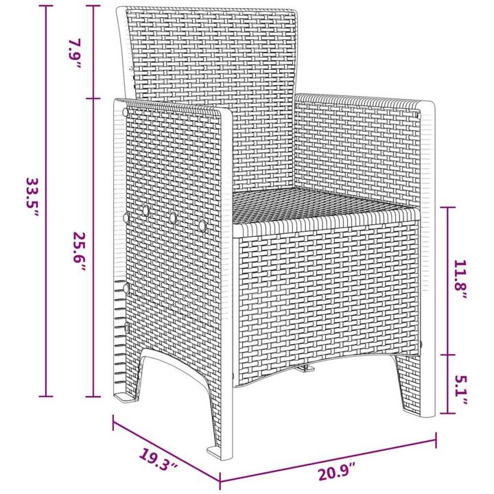 Trädgårdsstolar 4 stycken Vita Poly Rattan vidaXL Standard – bild 10