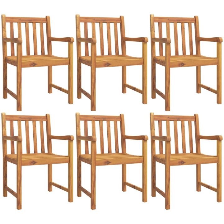 Trädgårdsstolar 6 st 56x55,5x90 cm massivt akaciaträ vidaXL – bild 2