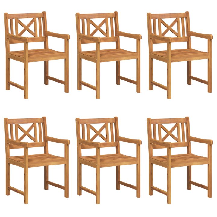 Trädgårdsstolar 6 st 56x55.5x90 cm Massivt trä Akaciaträ vidaXL Standard – bild 2