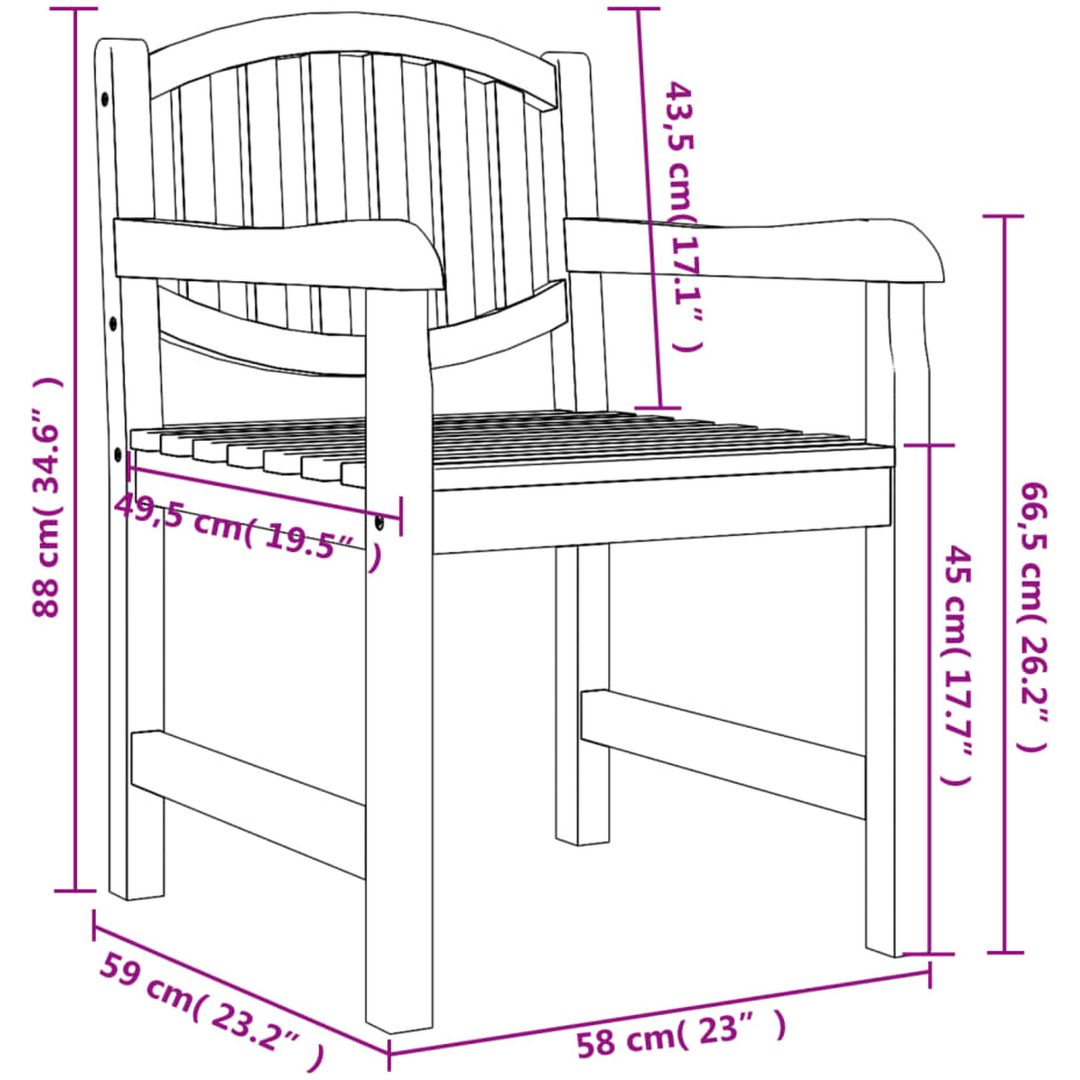 Trädgårdsstolar 6 st 58x59x88 cm massiv teak vidaXL – bild 8