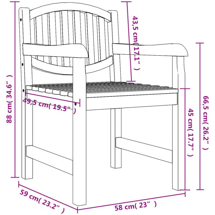 Trädgårdsstolar 6 st 58x59x88 cm massiv teak vidaXL – bild 8